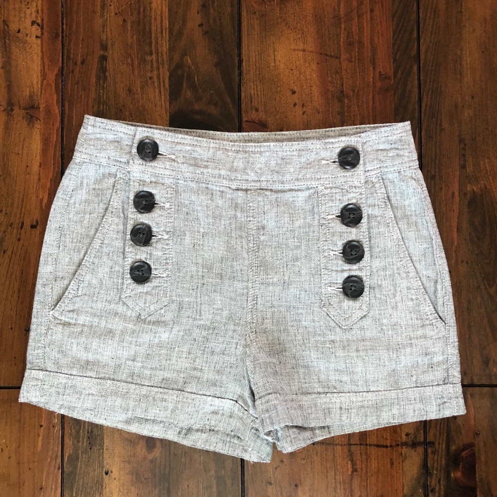 High waisted Grey Cotton Sailor Shorts